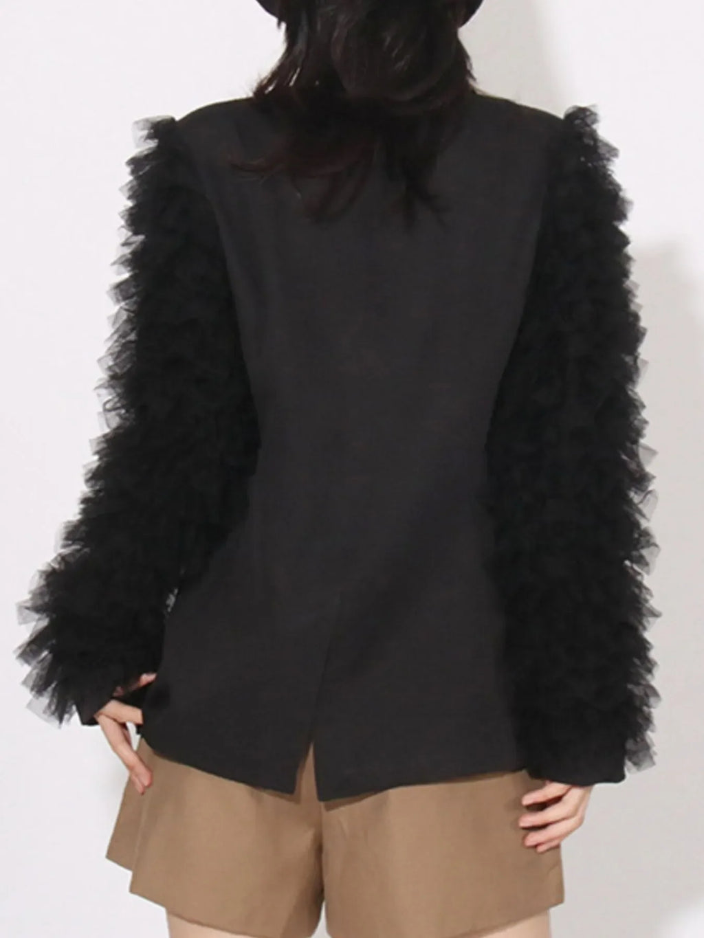Ruffled Sleeve Blazer
