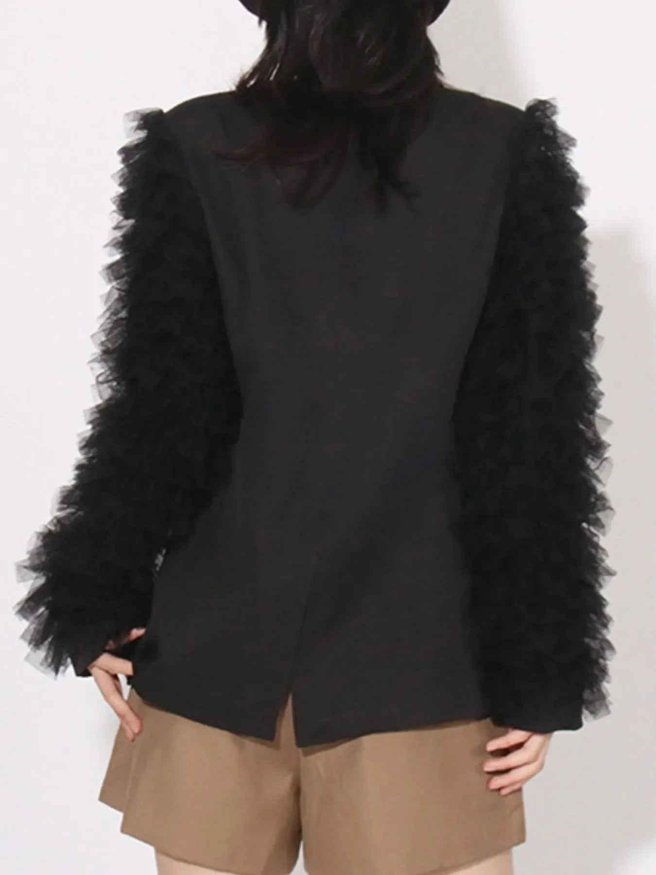 Ruffled Sleeve Blazer