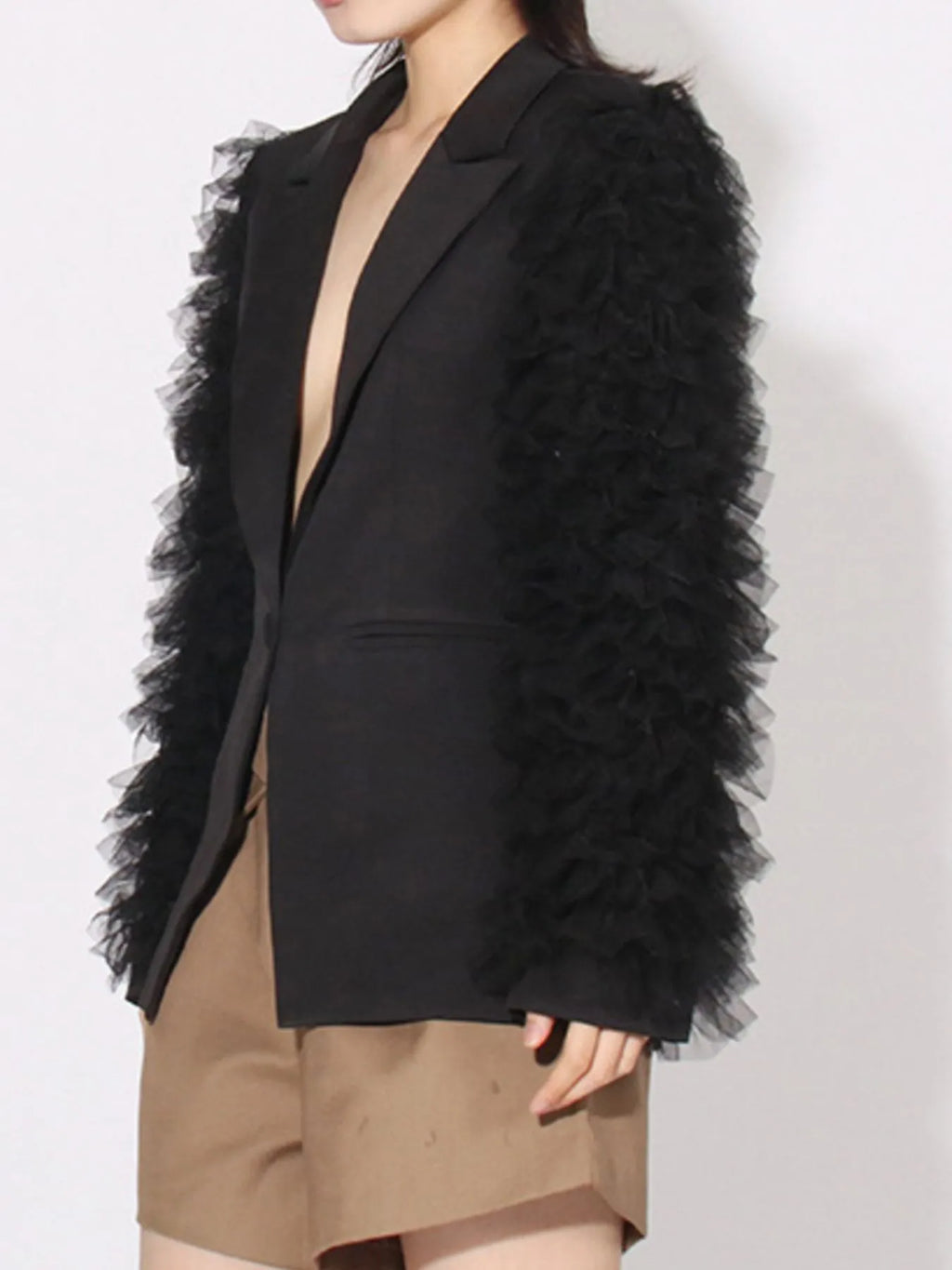 Ruffled Sleeve Blazer