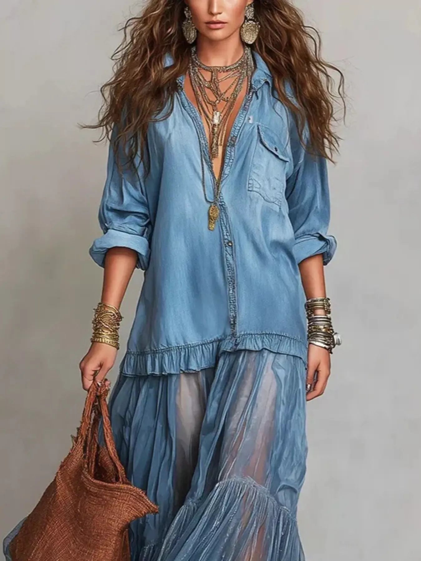 Go With the Flow Sheer Ruffle Maxi Dress