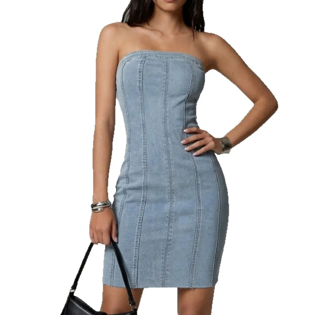 Rebel Strapless Denim Bodycon Mini Dress